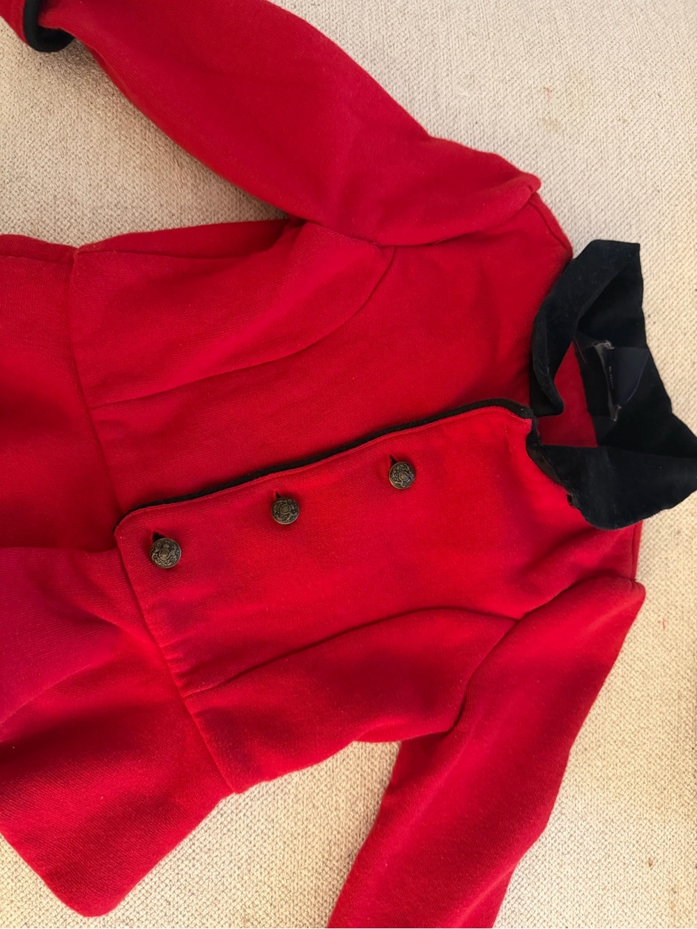 Ralph Lauren Red Peacoat with Black Velvet Collar